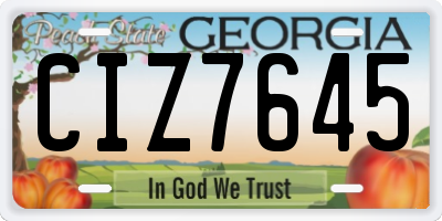 GA license plate CIZ7645