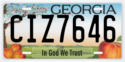 GA license plate CIZ7646