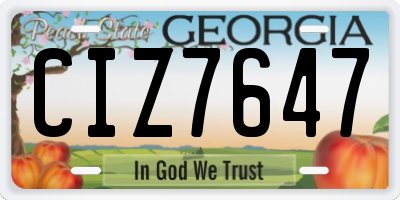 GA license plate CIZ7647