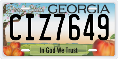 GA license plate CIZ7649