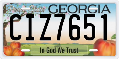 GA license plate CIZ7651