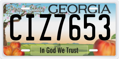 GA license plate CIZ7653