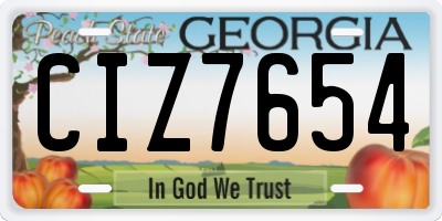 GA license plate CIZ7654