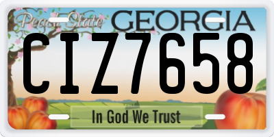 GA license plate CIZ7658