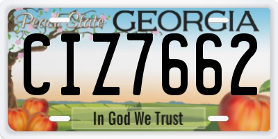 GA license plate CIZ7662
