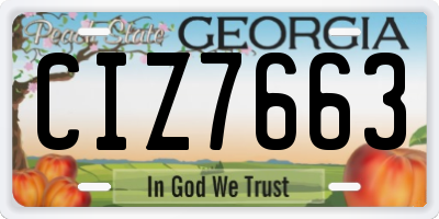 GA license plate CIZ7663