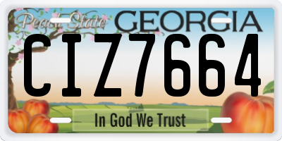 GA license plate CIZ7664