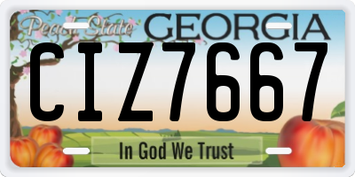 GA license plate CIZ7667