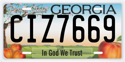 GA license plate CIZ7669