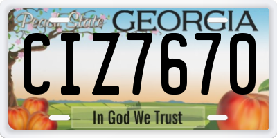 GA license plate CIZ7670