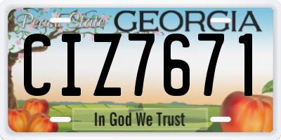 GA license plate CIZ7671