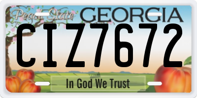 GA license plate CIZ7672
