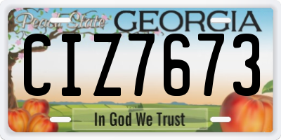 GA license plate CIZ7673