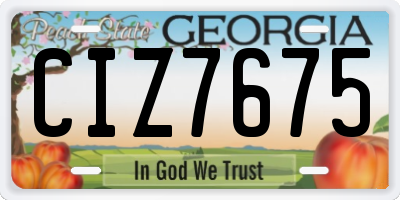 GA license plate CIZ7675