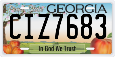 GA license plate CIZ7683