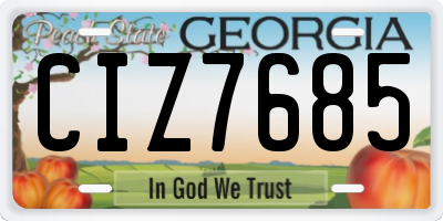 GA license plate CIZ7685
