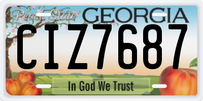 GA license plate CIZ7687