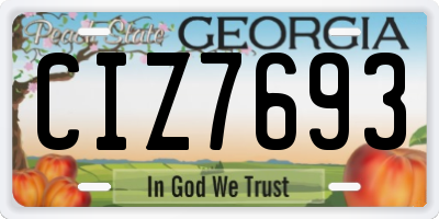 GA license plate CIZ7693