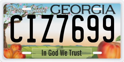 GA license plate CIZ7699