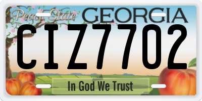 GA license plate CIZ7702