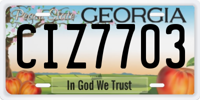 GA license plate CIZ7703