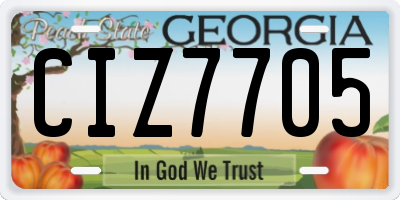 GA license plate CIZ7705