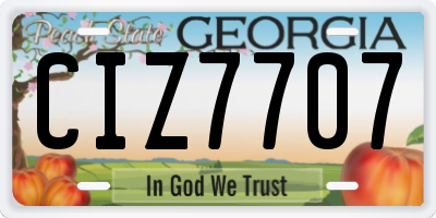 GA license plate CIZ7707