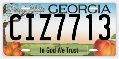 GA license plate CIZ7713