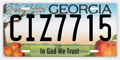 GA license plate CIZ7715