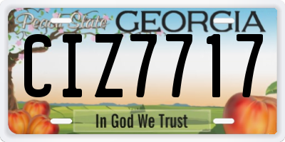 GA license plate CIZ7717