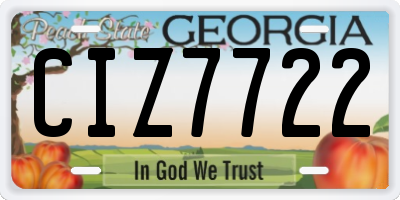 GA license plate CIZ7722