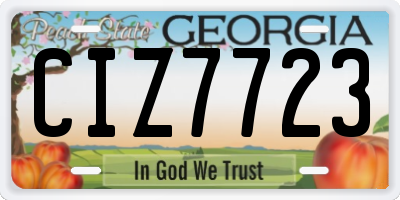 GA license plate CIZ7723