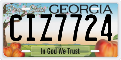 GA license plate CIZ7724