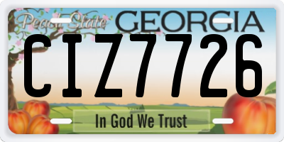 GA license plate CIZ7726