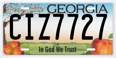 GA license plate CIZ7727