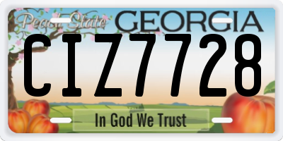 GA license plate CIZ7728