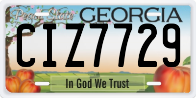 GA license plate CIZ7729