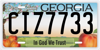 GA license plate CIZ7733