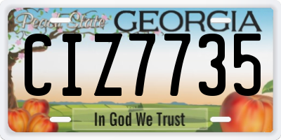 GA license plate CIZ7735