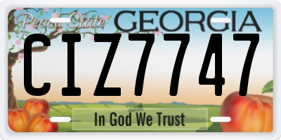 GA license plate CIZ7747