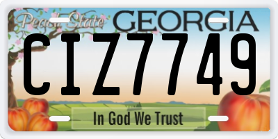 GA license plate CIZ7749