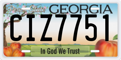 GA license plate CIZ7751