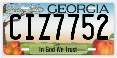 GA license plate CIZ7752