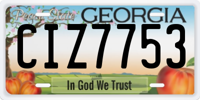 GA license plate CIZ7753