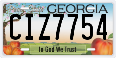 GA license plate CIZ7754