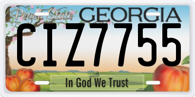 GA license plate CIZ7755