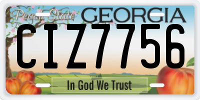GA license plate CIZ7756