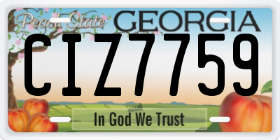 GA license plate CIZ7759