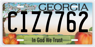 GA license plate CIZ7762