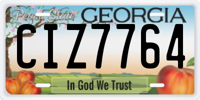 GA license plate CIZ7764